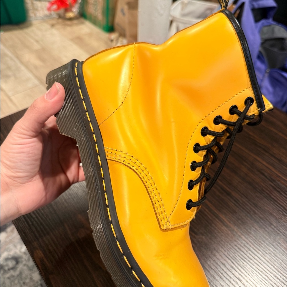 Dr. Martens 1460 Mustard Yellow Boots - Picture 2 of 16